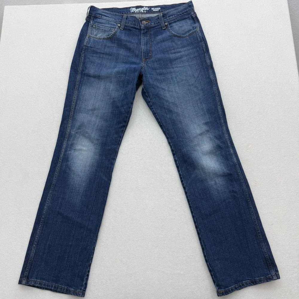 Wrangler Retro Relaxed Bootcut Jeans Mens 36x33.5 Medium Wash Denim Cowboy